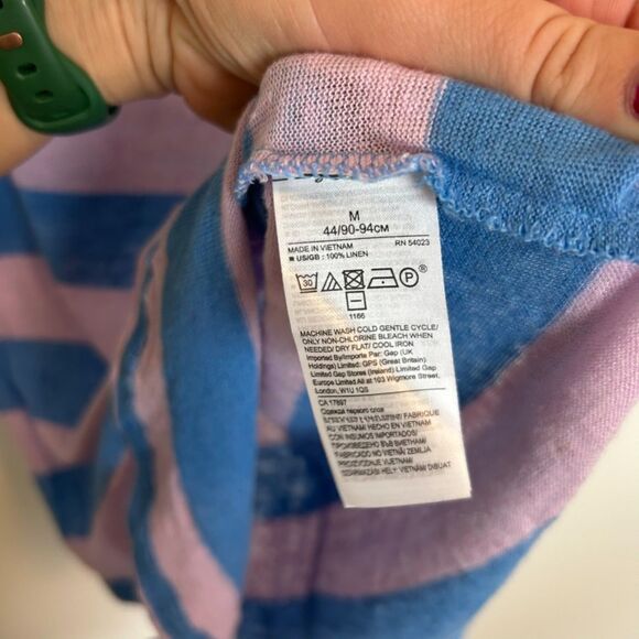 Banana Republic Womens Tank Top Size Medium 100% Linen Sleeveless Striped - Picture 8 of 15